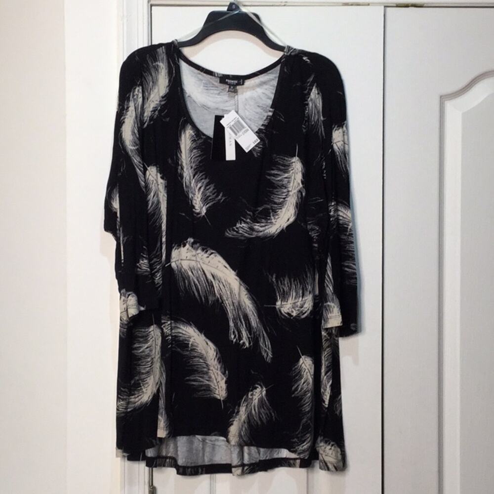 Premise 3x black feather hi low hemline NWT